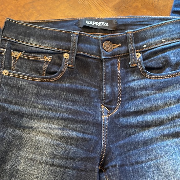 Express Stretch Legging Mid-Rise dark wash Jeans size O short  0S - Picture 5 of 13